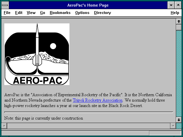 Screenshot of AeroPac's Home Page