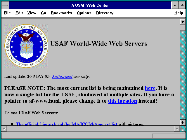 Screenshot of A USAF Web Center