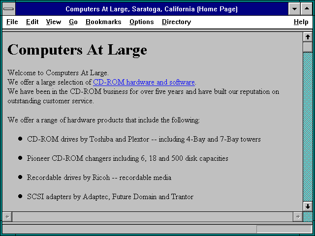 Screenshot of Computers At Large Saratoga California (Home Page)