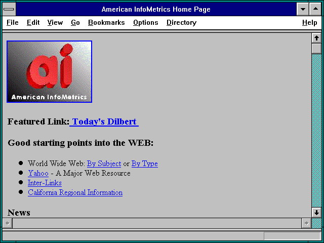 Screenshot of American InfoMetrics Home Page