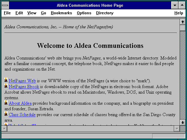 Screenshot of Aldea Communications Home Page