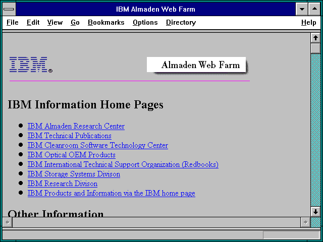 Screenshot of IBM Almaden Web Farm
