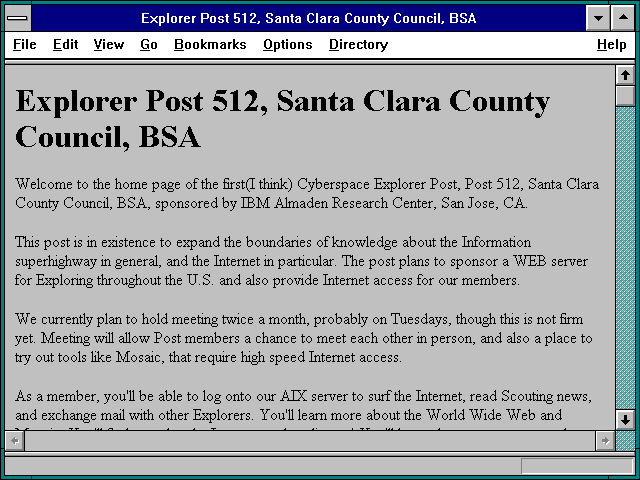 Screenshot of Explorer Post 512 Santa Clara County Council BSA