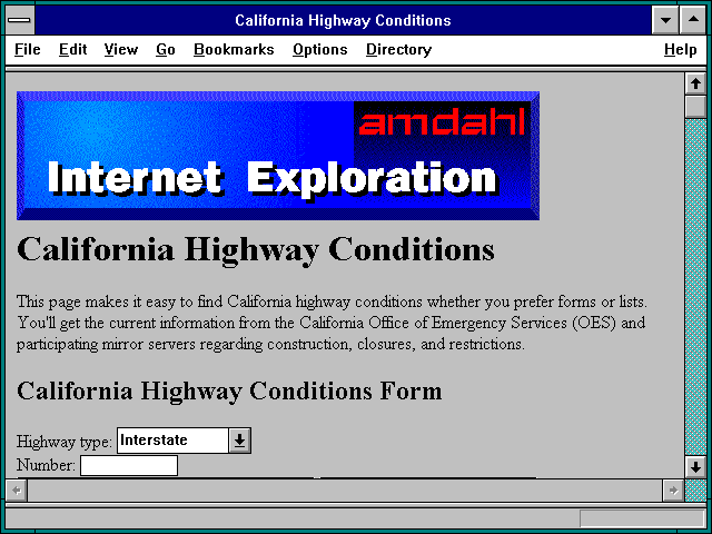 Screenshot of California Highway Conditions