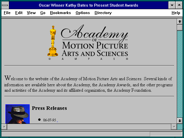Screenshot of AMPAS