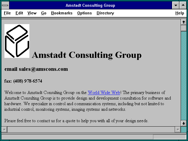 Screenshot of Amstadt Consulting Group products and services guide