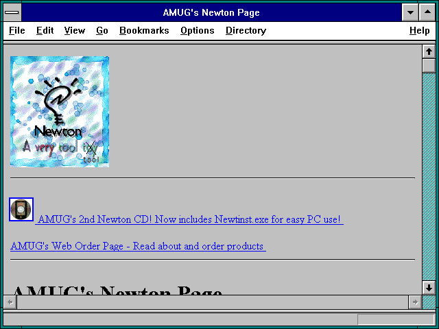 Screenshot of AMUG's Newton Page