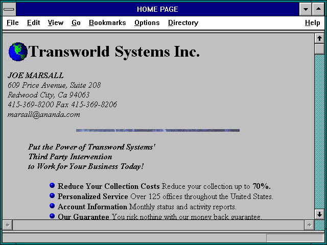 Screenshot of HOME PAGE