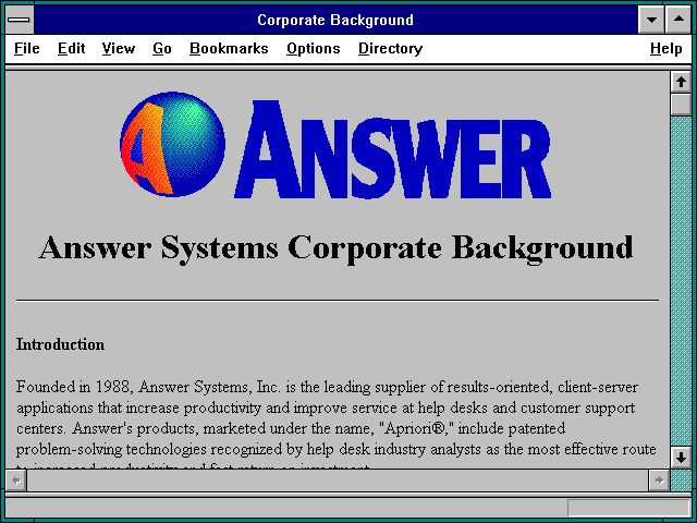 Screenshot of Corporate Background