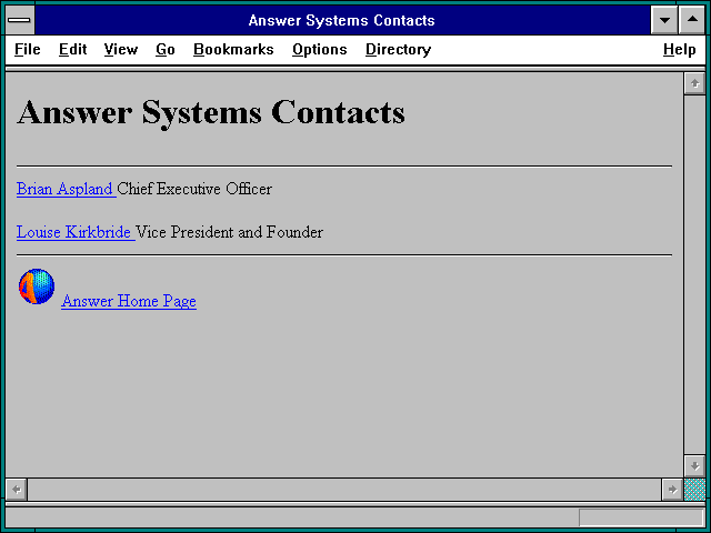 Screenshot of Answer Systems Contacts