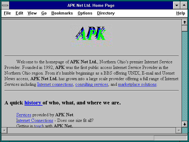 Screenshot of APK Net Ltd. Home Page