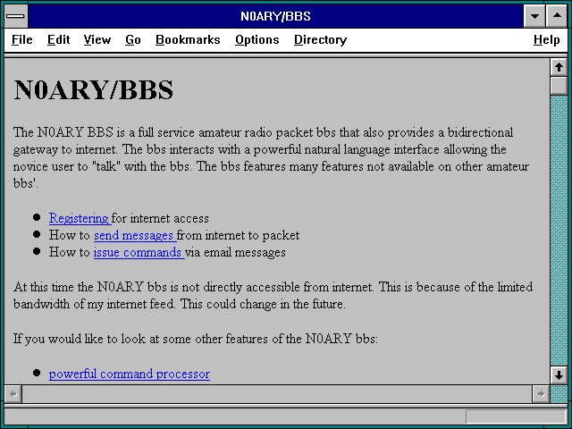 Screenshot of N0ARY/BBS