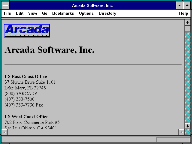 Screenshot of Arcada Software Inc.