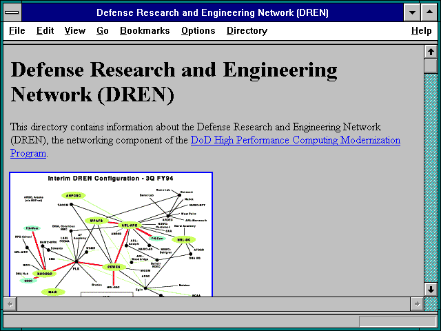 Screenshot of Defense Research and Engineering Network (DREN)