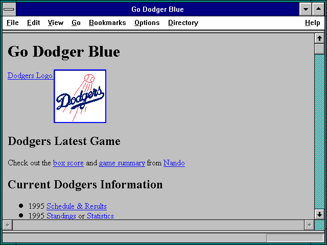 Screenshot of Go Dodger Blue