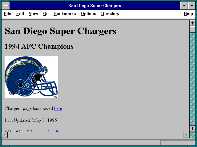Screenshot of San Diego Super Chargers