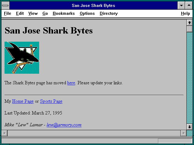Screenshot of San Jose Shark Bytes
