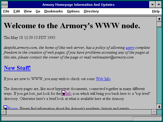 Screenshot of Armory Homepage Information And Updates