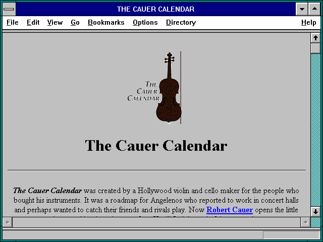 Screenshot of THE CAUER CALENDAR