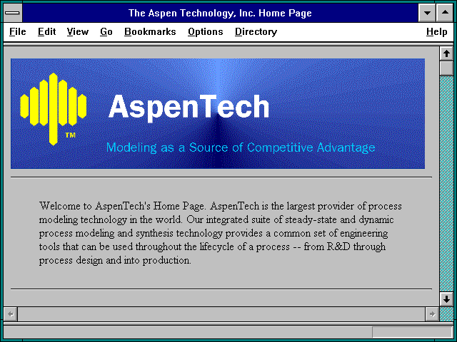 Screenshot of The Aspen Technology Inc. Home Page