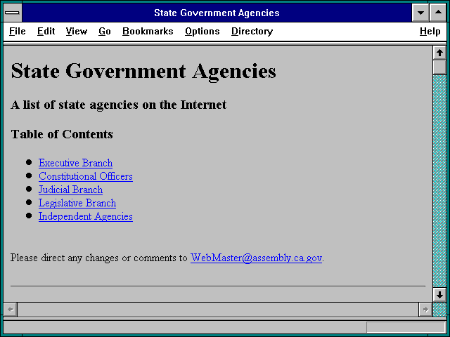 Screenshot of State Government Agencies