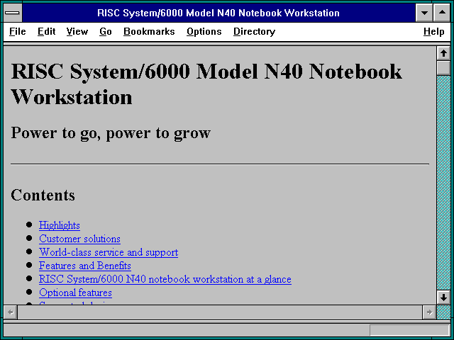 Screenshot of RISC System/6000 Model N40 Notebook Workstation