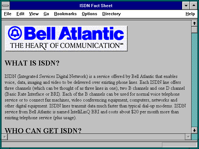 Screenshot of ISDN Fact Sheet