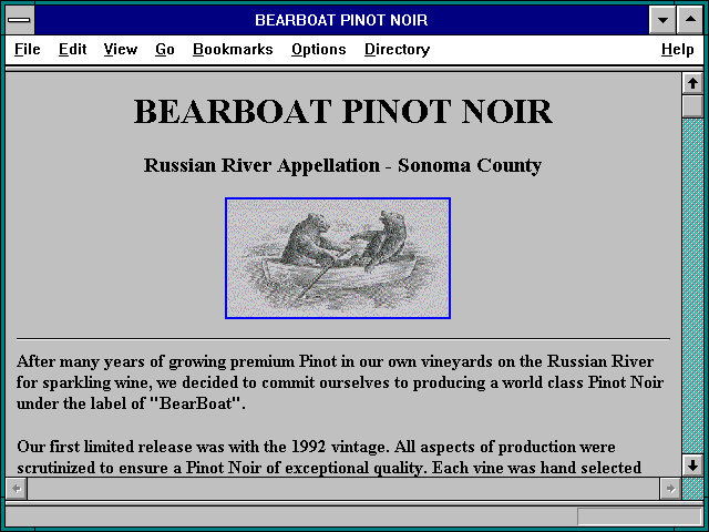 Screenshot of BEARBOAT PINOT NOIR