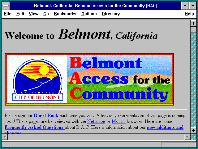 Screenshot of Belmont California: Belmont Access for the Community (BAC)