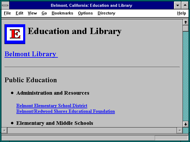 Screenshot of Belmont California: Education and Library