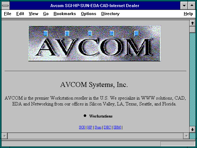 Screenshot of Avcom SGI-HP-SUN-EDA-CAD-Internet Dealer