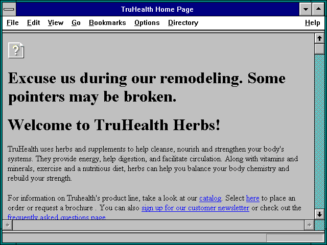 Screenshot of TruHealth Home Page