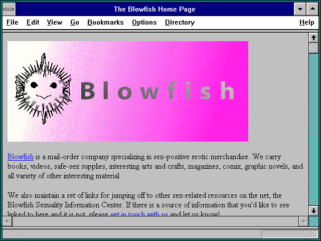 Screenshot of The Blowfish Home Page