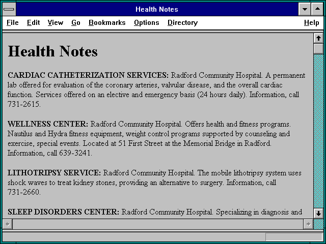 Screenshot of Health Notes