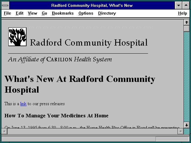 Screenshot of Radford Community Hospital What's New