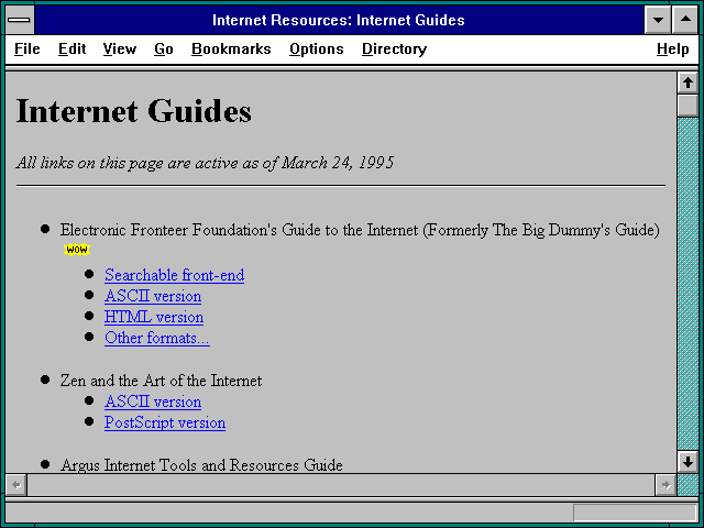 Screenshot of Internet Resources: Internet Guides