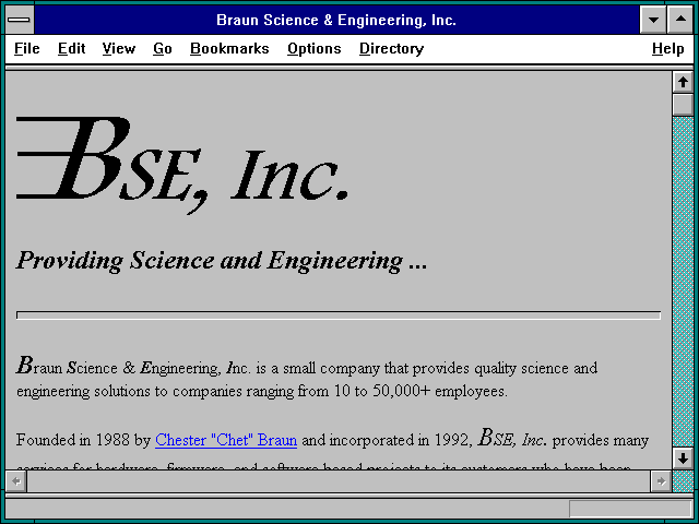 Screenshot of Braun Science & Engineering Inc.
