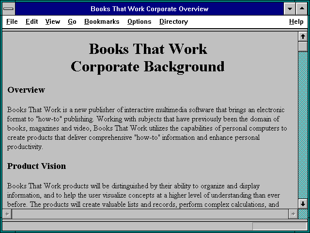Screenshot of Books That Work Corporate Overview
