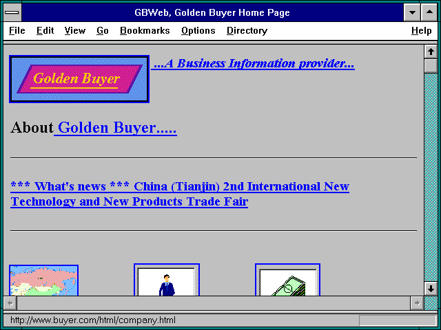 Screenshot of GBWeb Golden Buyer Home Page