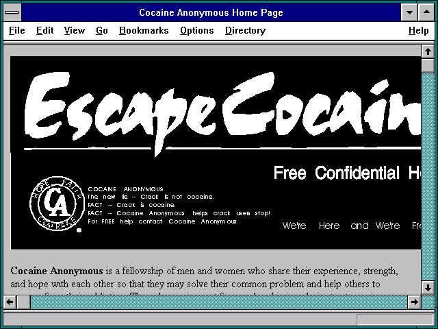 Screenshot of Cocaine Anonymous World Services