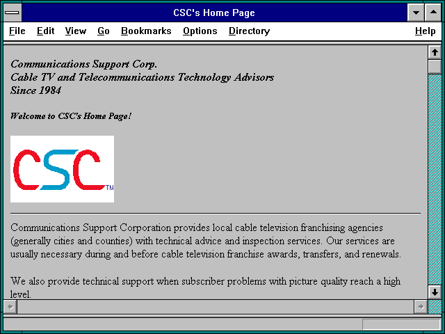 Screenshot of CSC's Home Page
