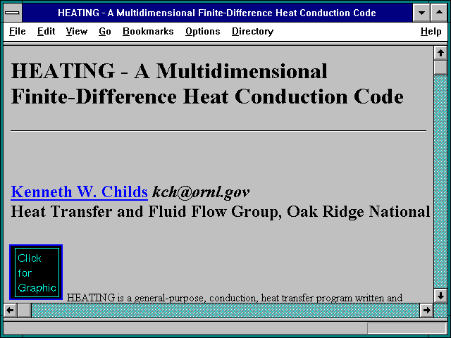 Screenshot of HEATING - A Multidimensional Finite-Difference HeatConduction Code