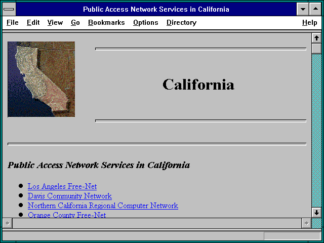 Screenshot of Public Access Network Services in California