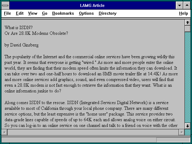 Screenshot of LAMG Article