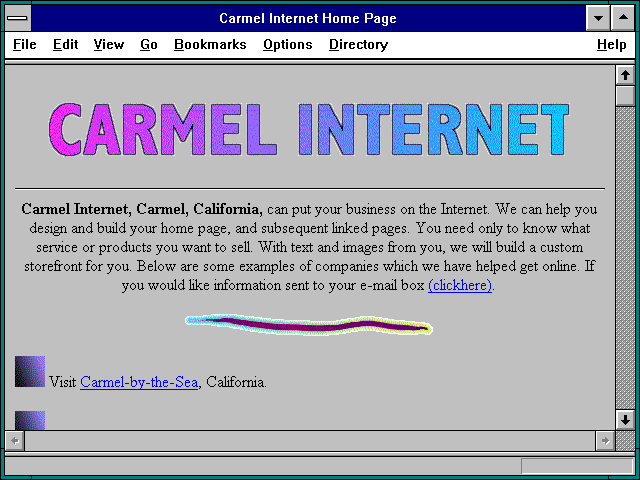 Screenshot of Carmel Internet Home Page