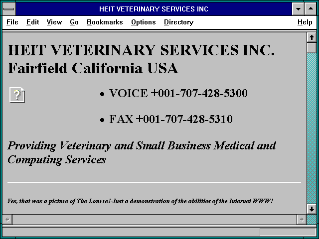 Screenshot of HEIT VETERINARY SERVICES INC