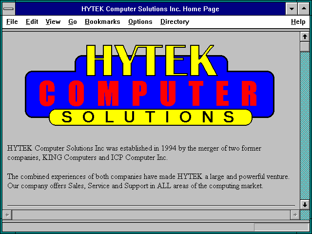 Screenshot of HYTEK Computer Solutions Inc. Home Page
