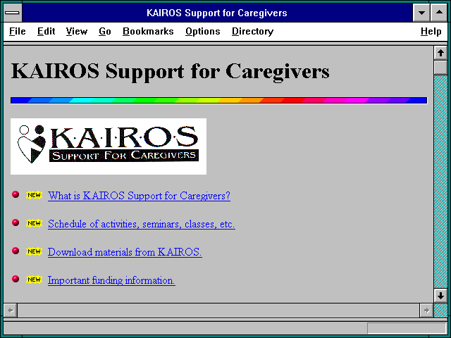 Screenshot of KAIROS Support for Caregivers