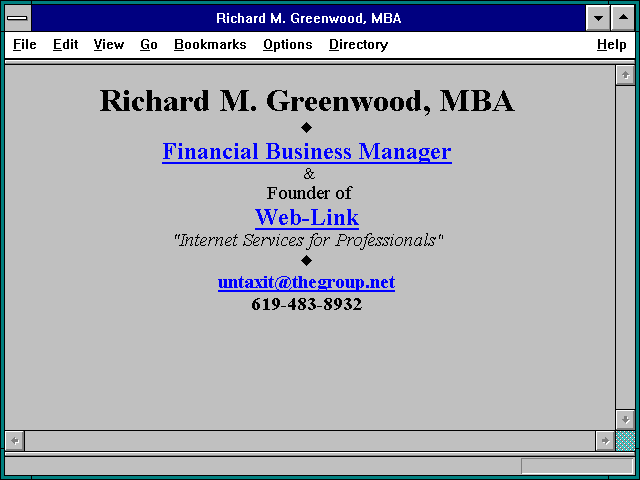 Screenshot of Richard M. Greenwood MBA
