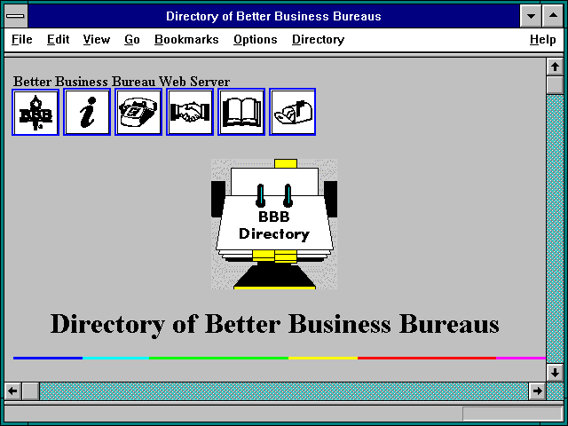 Screenshot of Directory of Better Business Bureaus